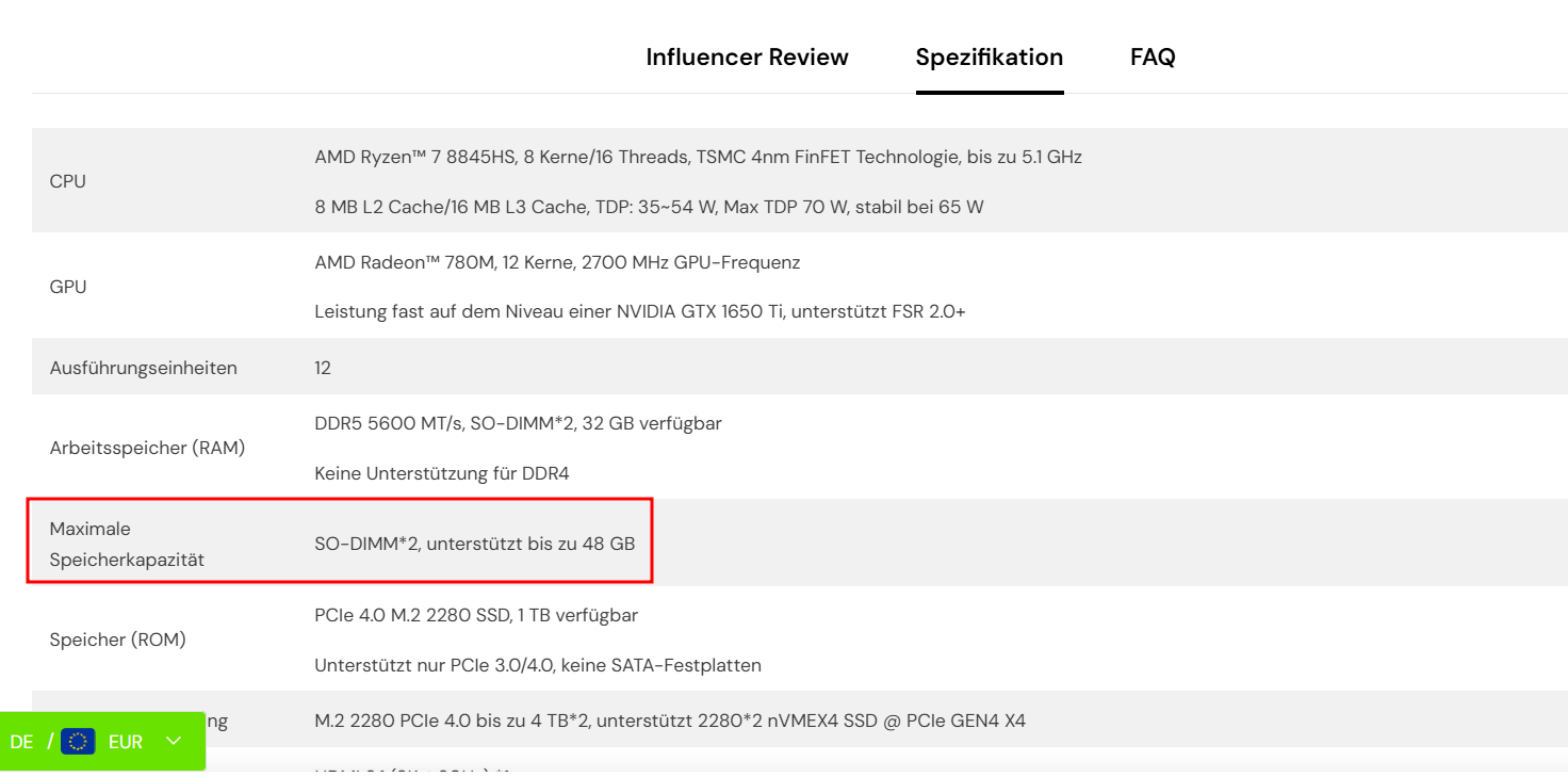 Maybe wrong specification info?