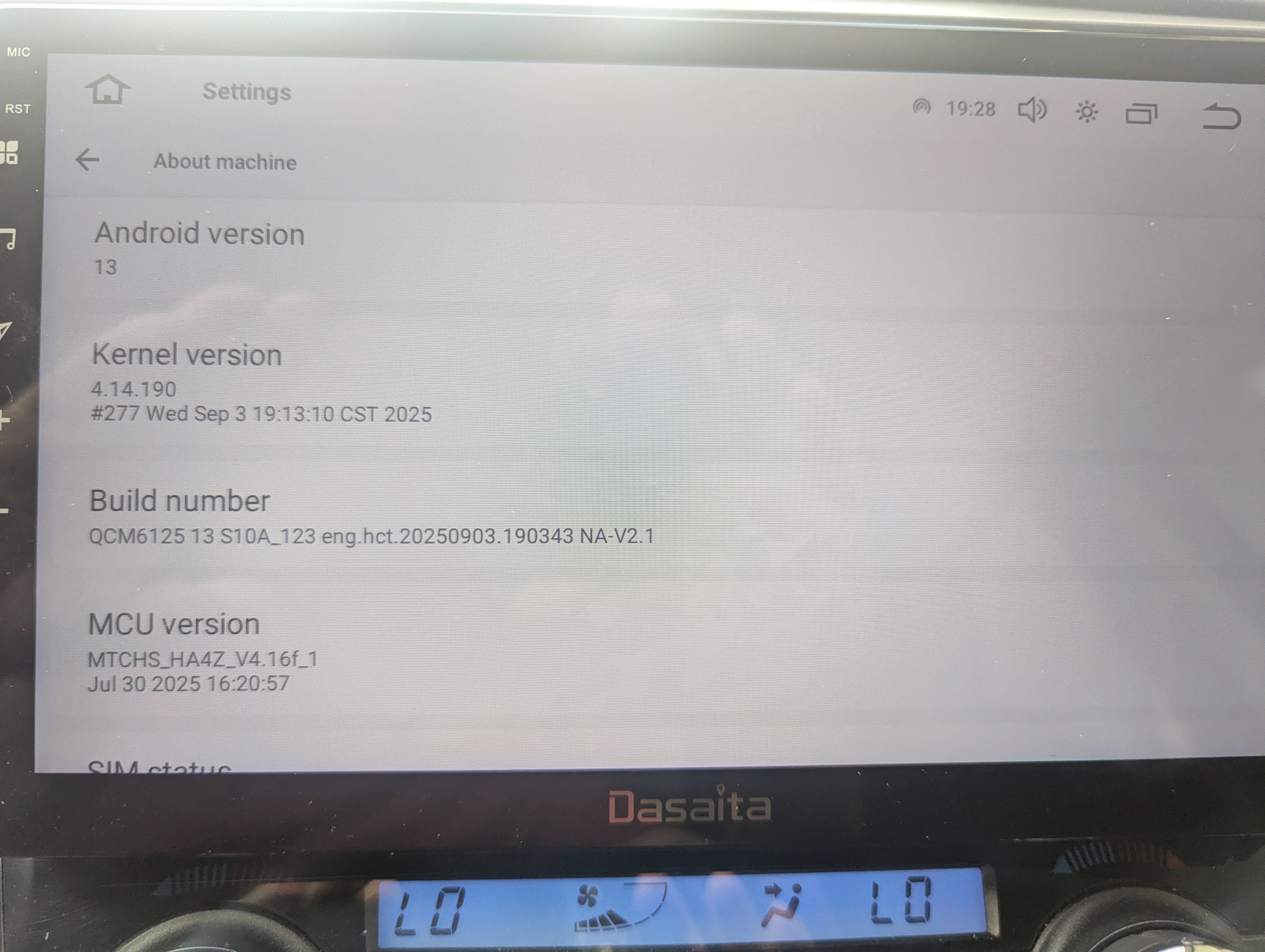 system settings