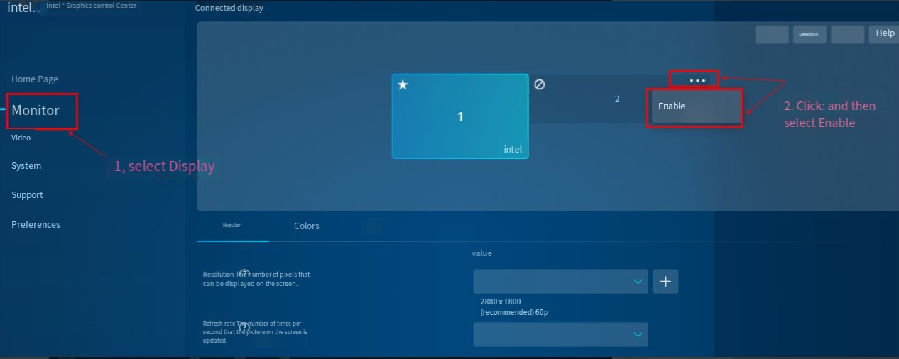 2. Perform the following operations to enable the external monitor.