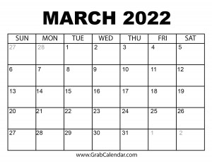 March 2022 Calendar